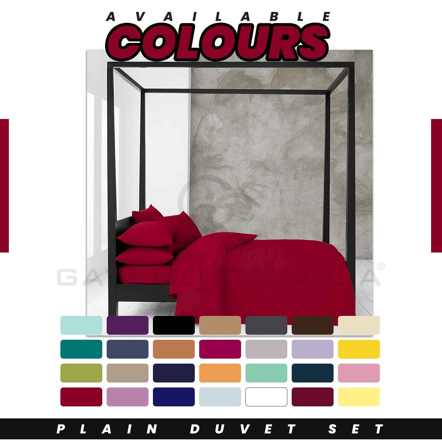 GC GAVENO CAVAILIA Plain Bedding Set, Red, Double - Image 3
