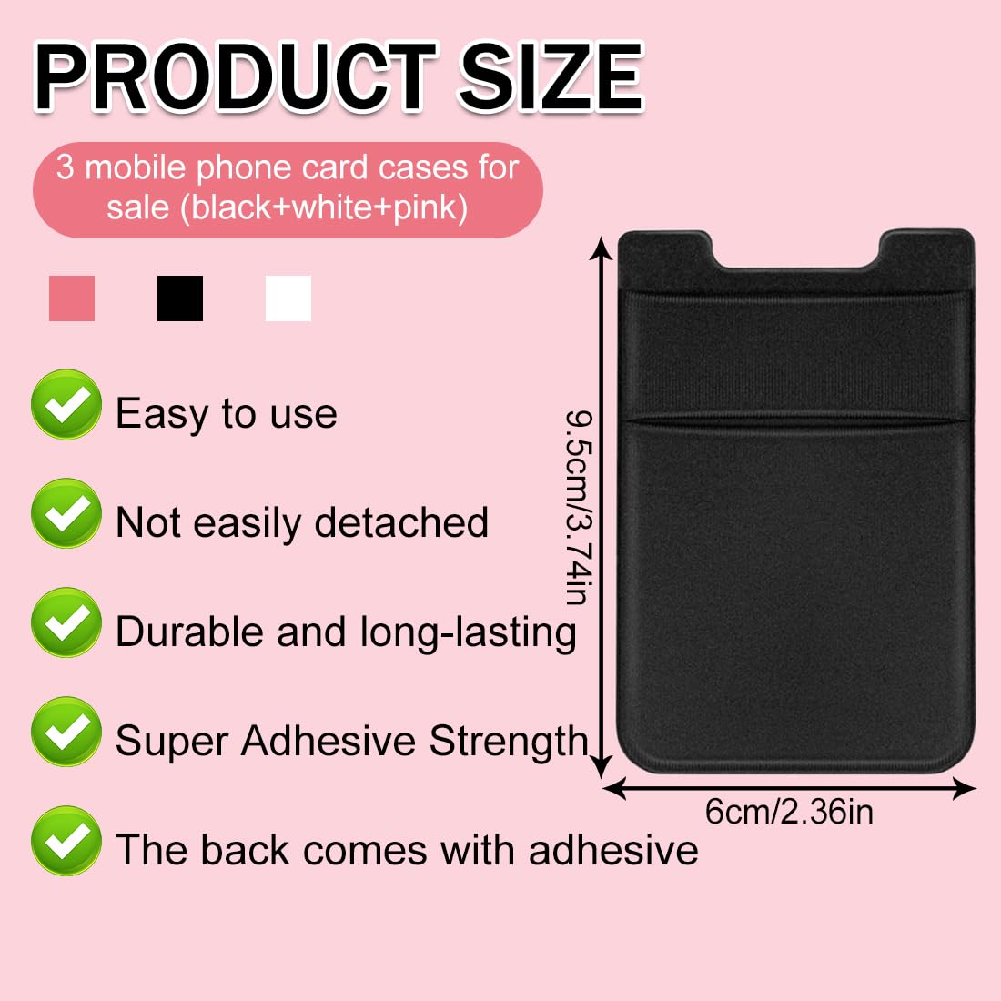 3 Pezzi Porta Carte di Credito per Cellulare, Maniche in Carta Elastica, Titolare Della Carta per Cellulare Adesivo, Tasca Adesiva Per Tessere Carte Badge Taschino Autoadesivo Per Cover
