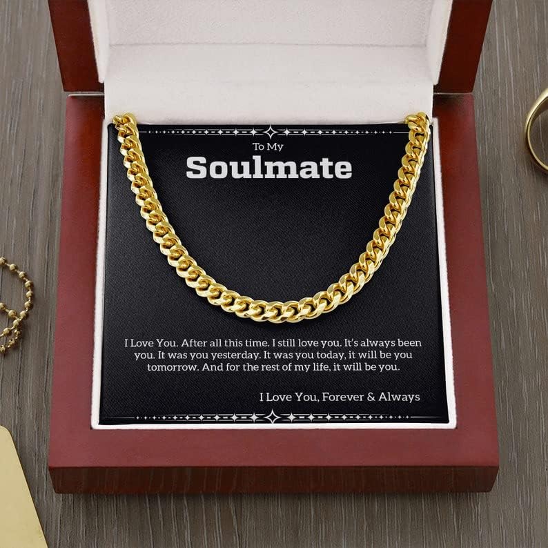 Miniatura 2 de Collar de cadena cubana to My Soulmate, collar de esposo, collar para novio de novia, esposo, collar de cadena cubana para esposa, collares de