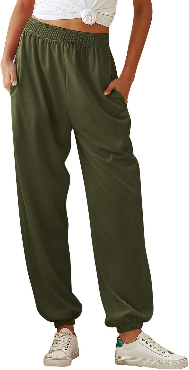 Women's Sweatpants Casual Loose Sports Jogger Pants Ladies Workout High Waist Tracksuit Bottoms Trousers with Pockets
