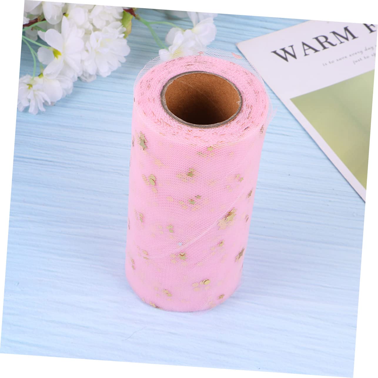 NUOBESTY 6pièces Tulle Avec Paillettes Étoiles Tissu De Mariage Fournitures Artisanales Rouleaux Pour Décorations