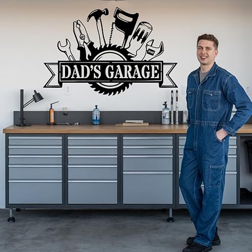 Miniatura 2 de Letrero de garaje personalizado de acero metálico, arte de pared de metal grande, decoración de cueva de hombre colgante, regalos de mecánico de