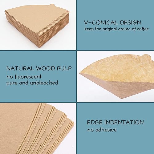 Miniatura 4 de YQL V01 - Filtro de café, 200 unidades tamaño 01, filtros de café desechables naturales sin blanquear, aptos para gotero de café por goteo