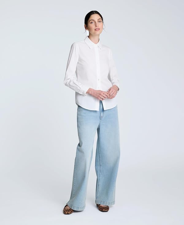 Kenneth Cole Women's Long Sleeve Cotton Button Front Shirt Pure White by Kenneth Cole New York - Used condition - Image 3
