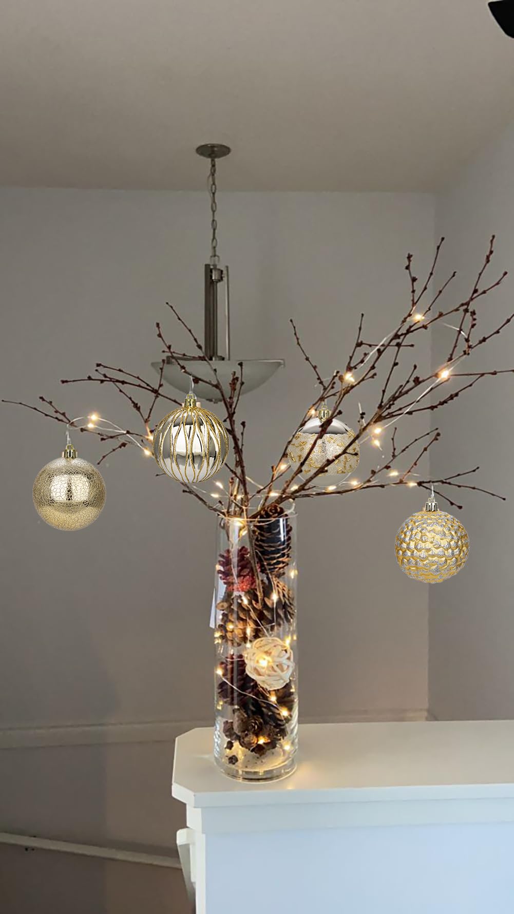 Weihnachtskugeln Set 92-teilig – Bruchsichere Christbaumkugeln Ornamente in Champagne & Silber – Weihnachtsbaumkugeln Weihnachtsdeko für Tannenbaum, Kranz Weihnachtsdekoration