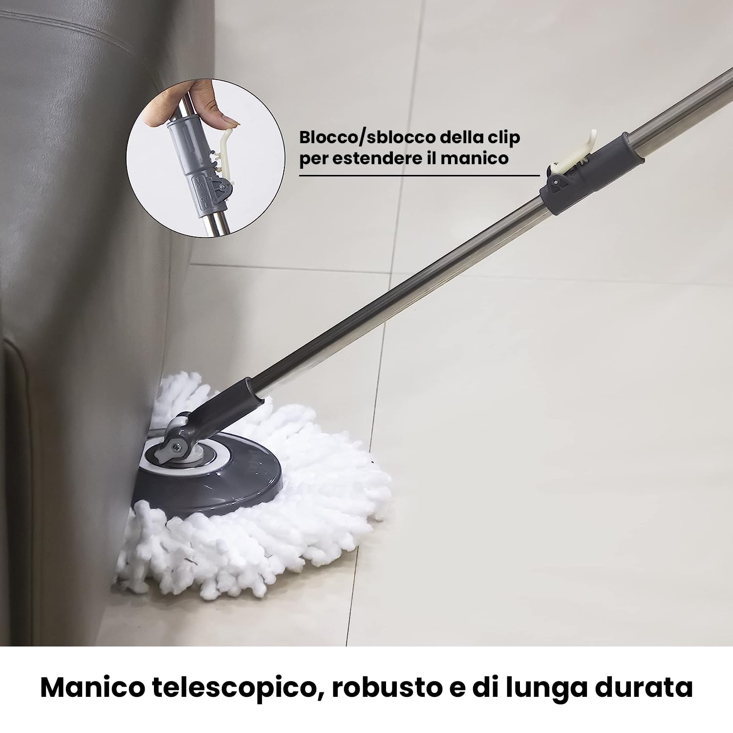 Kit de Limpieza eficaz para Suelos y Superficies – Juego de fregona y Cubo con Sistema escurridor