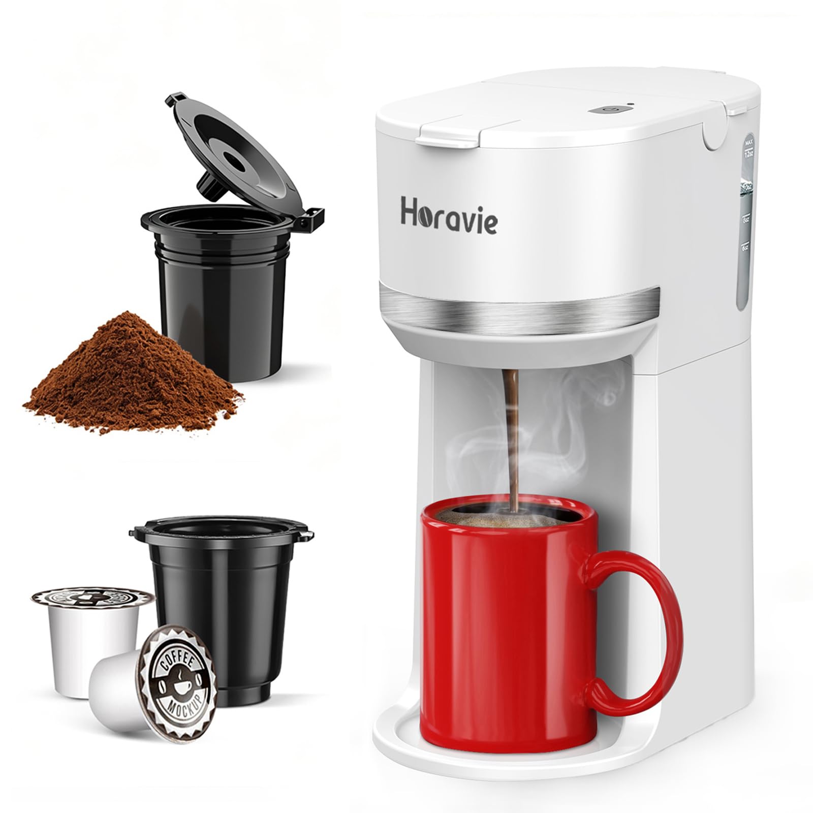 Photo 1 of Horavie Mini Single Serve Coffee Maker, White