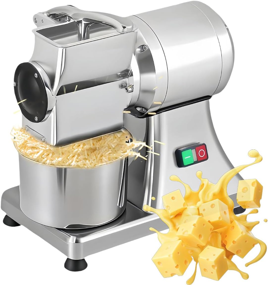 Bread Crumb Crusher, Stainless Steel Cheese Grater, Commercial Electric Rotary Cheese Grater, 1500rpm, Stainless Steel Receiving Bucket, Easy to Clean, for Cheese, Butter, Bread Bran Crumbs