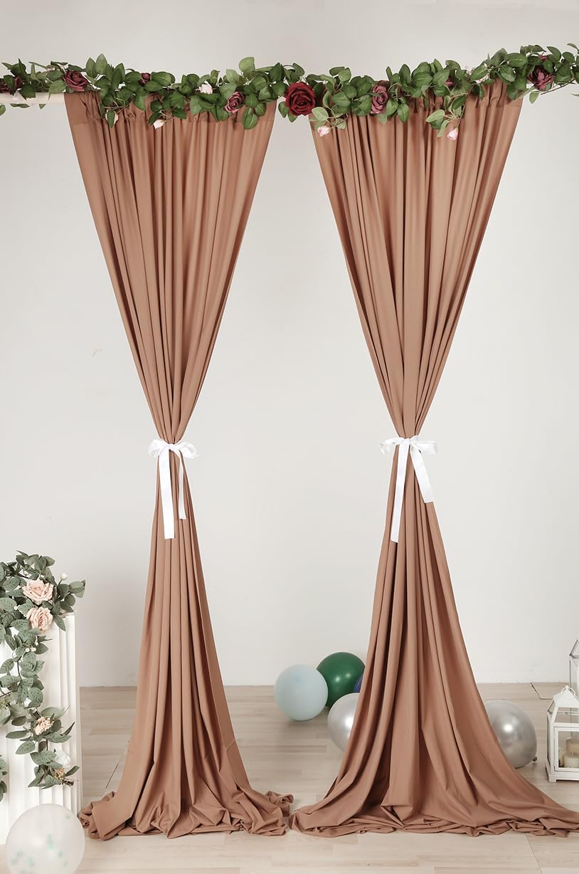 SHERWAY Hintergrundvorhänge 2 Paneele – Seidig Weich, Cappuccino-Farbe, Je 1,5x3 M, 10% Transparenz