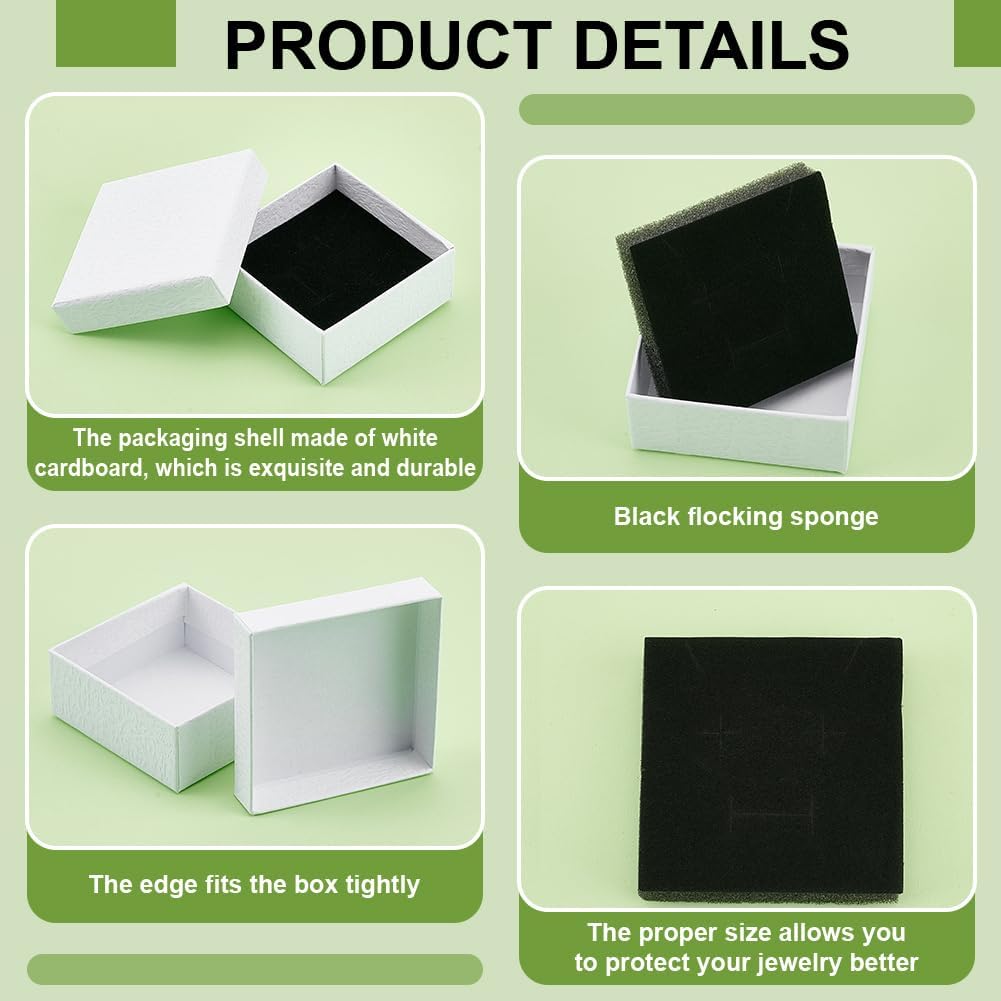 BENECREAT 24Pcs White Jewelry Gift Boxes, 2.7x2.7x1.2inch Square Cardboard Jewelry Case with Velvet Inner Used for Wedding, Birthday Party, Graduation, Anniversary