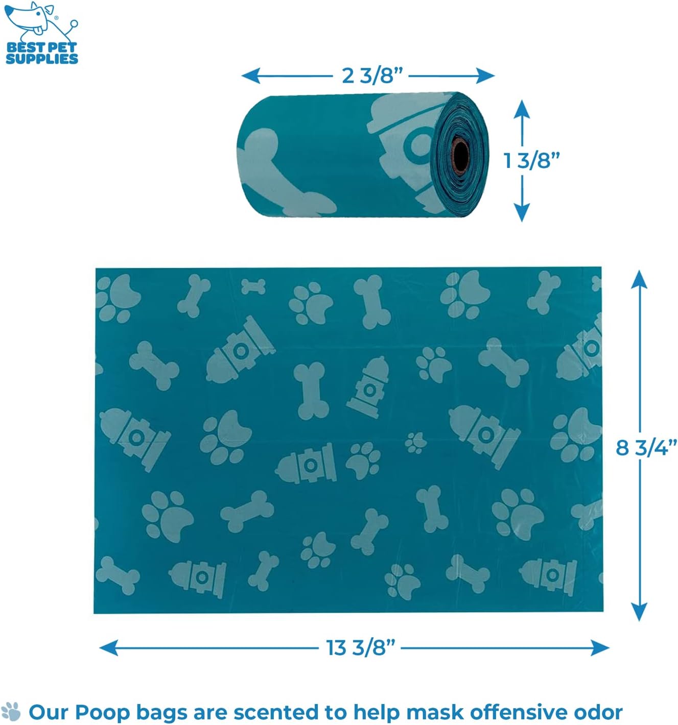 Best Pet Supplies Dog Poop Bag Holder Leash Attachment with Reusable Dispenser for Travel, Walking, Park, and Outdoor Use, Durable with Clip-On - Turquoise, Pack of 2, Plastic Dispenser w/30 Bags image 4