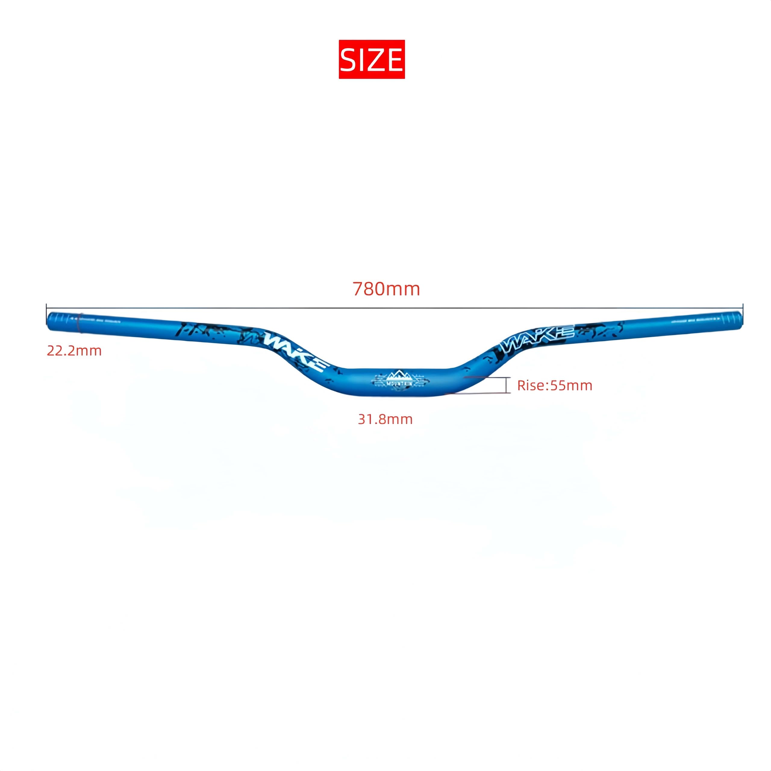 Trkimal φ31,8 mm carretera MTB bicicleta de montaña bicicleta extra larga 780 mm manillar 55 mm Riser Bar para descenso Ciclismo Carreras Off-Road MTB, BMX (azul)
