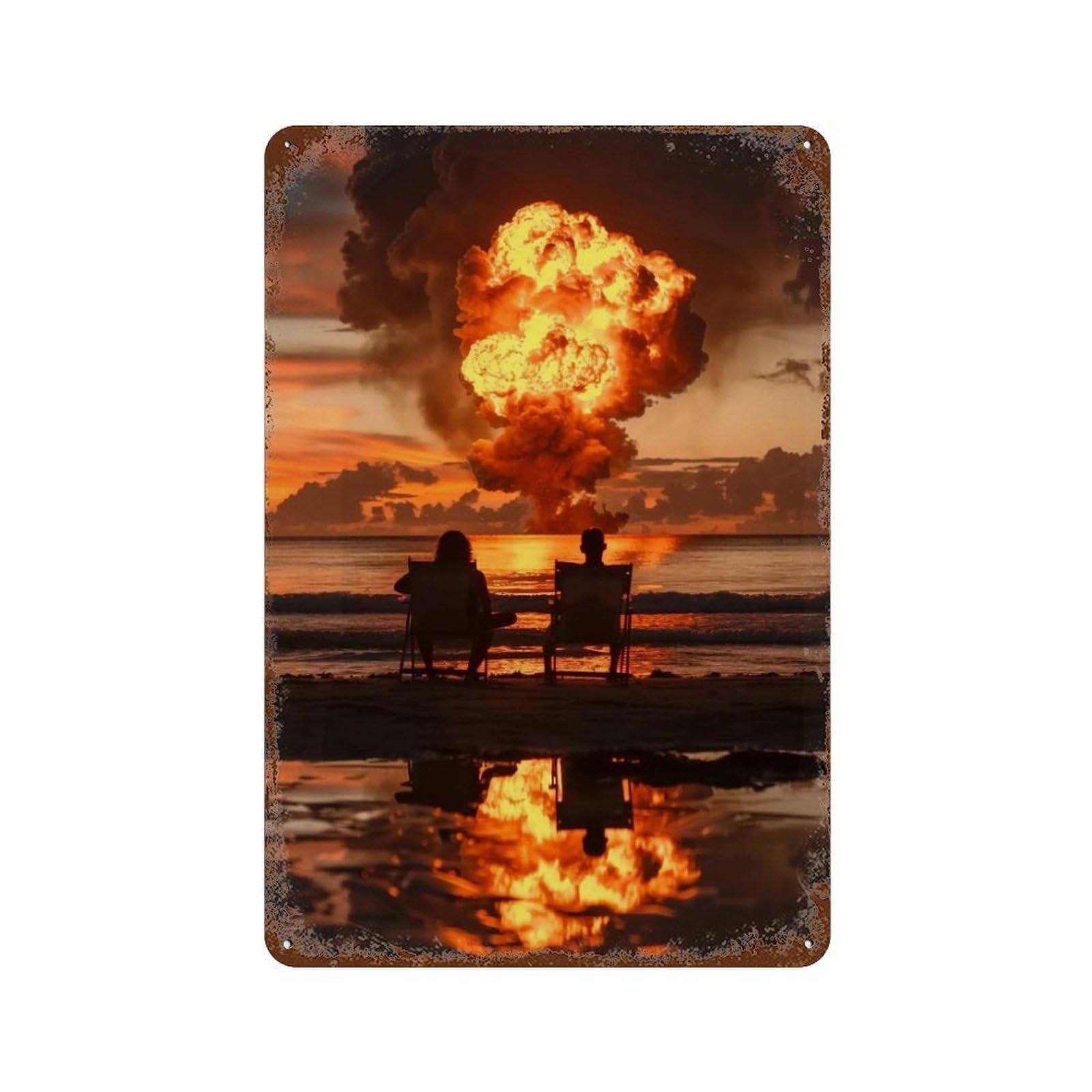 WUJHGRSG Beach Apocalypse 02 Wall Art Retro Iron Vintage Metal Tin Sign Poster Modern Decor for Home Cofffee Club Bar Shop Style 30x20cm