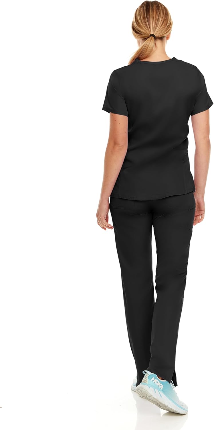 MediChic Women’s Scrub Set – V-Neck Top & 6-Pocket Straight-Leg Cargo Pants, 4-Way Stretch Medical Uniform - Image 3