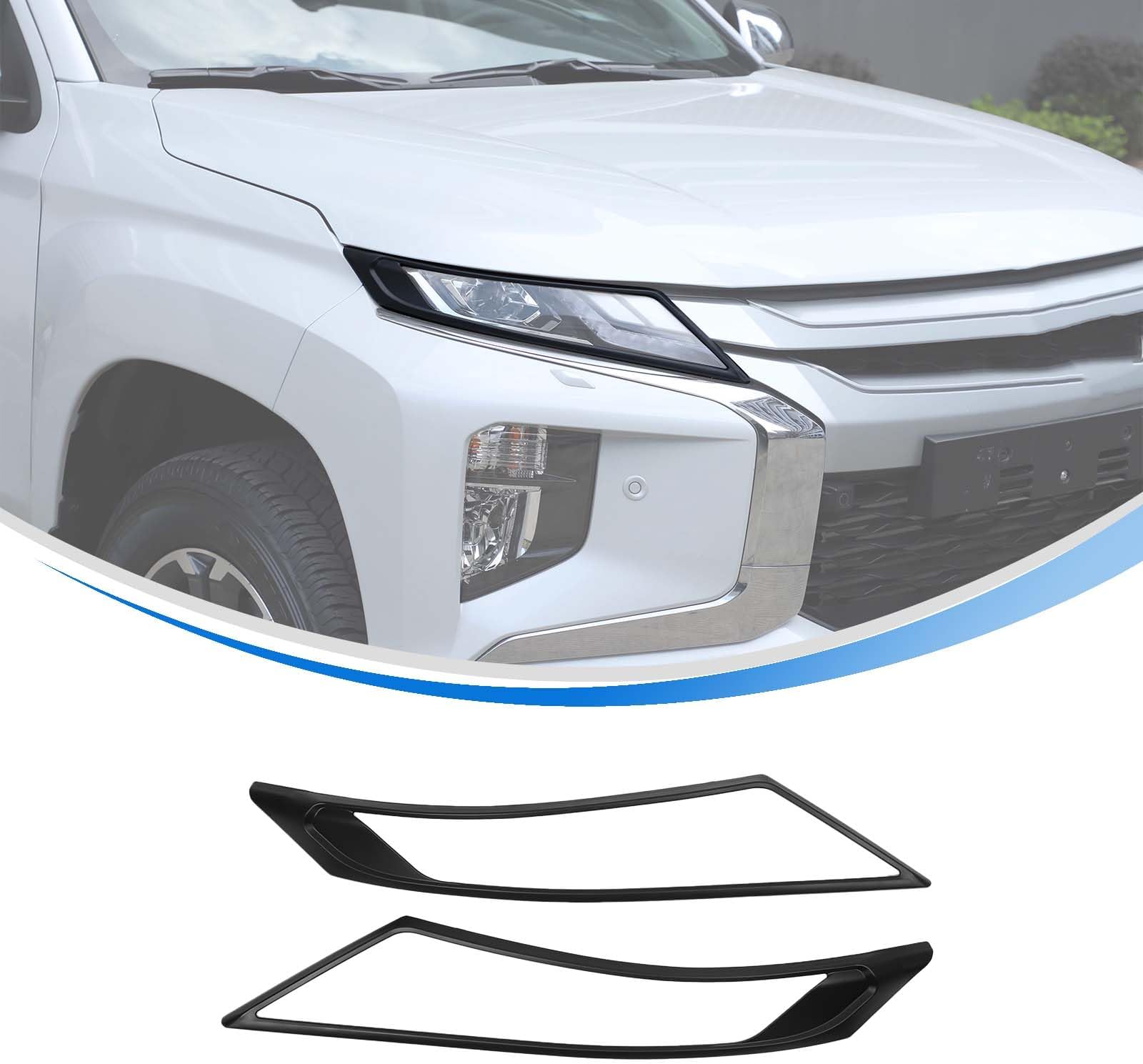 Front Headlight Frame Cover Trim for M-itsubishi L200 & Triton 2019 2020 2021 2022 2023, ABS Car Headlight Lamp Decor Cover Exterior Accessories