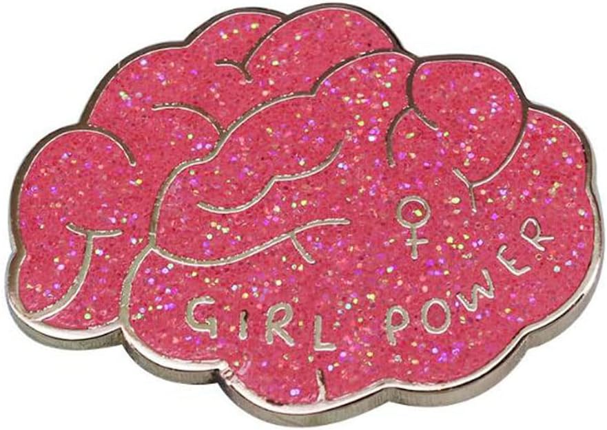 Girl Power Badge Red Metal Enamel Pin Feminist Badge Lapel Pin Cute Glittering Brooch Gift For Friends