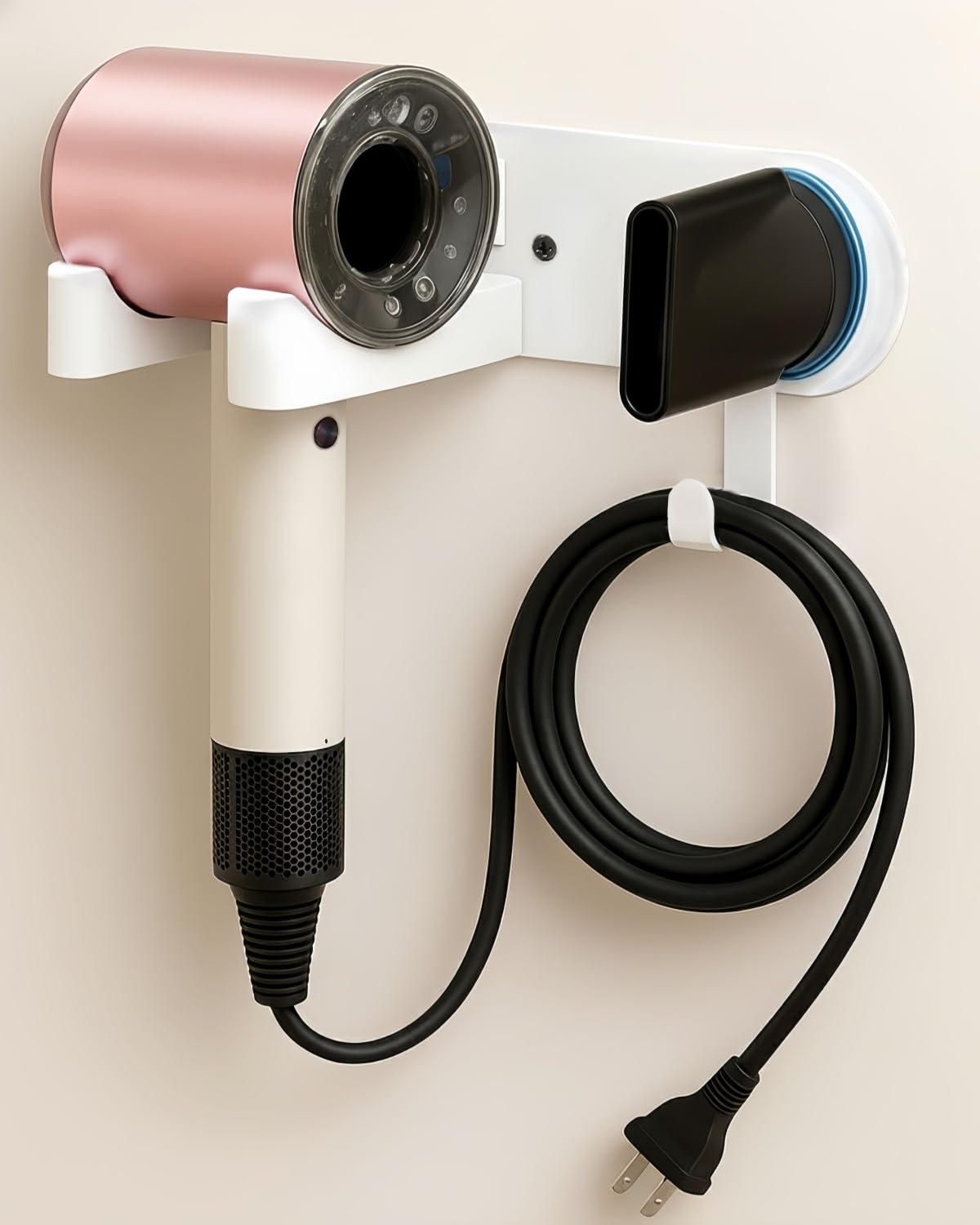 Soporte para secador de pelo, soporte para secador de pelo sin taladrar, soporte para secador de pelo sin taladrar, soporte de pared sin taladrar, soporte para la mayoría de secadores de pelo