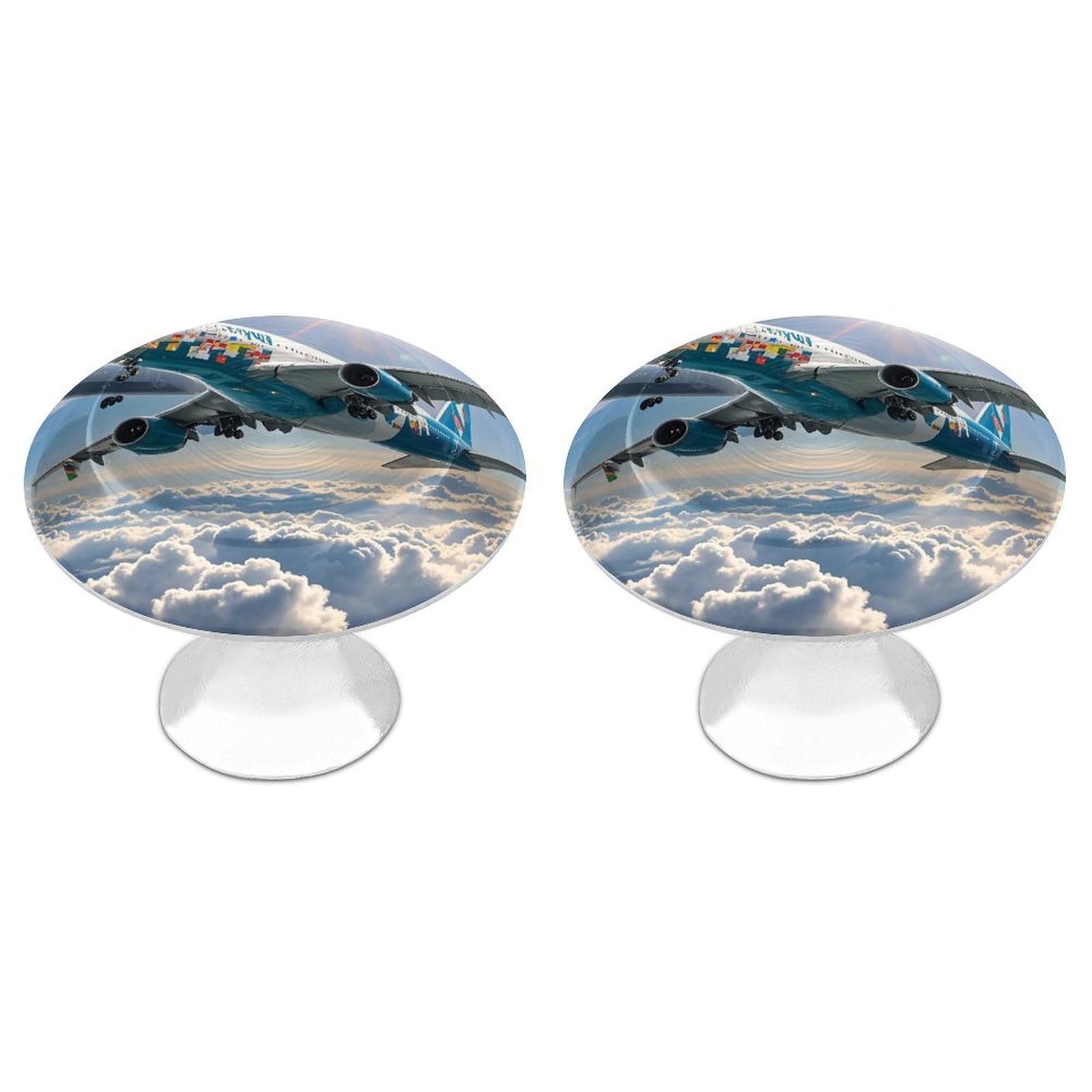FekiLoot Round Cabinet Knob 2 Pack Kitchen Drawer Knobs Stainless Steel Round Drawer Pulls Modern Cabinet Hardware Airplane Drawer Hardware for Dresser Closet Door Knobs