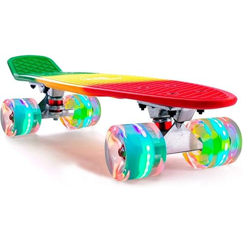 Kartium Skateboards Complete 22 Inch, Plastic Mini Cruiser Retro Skateboard for Kids Boys Girls Teens Youths Adults and Beginners