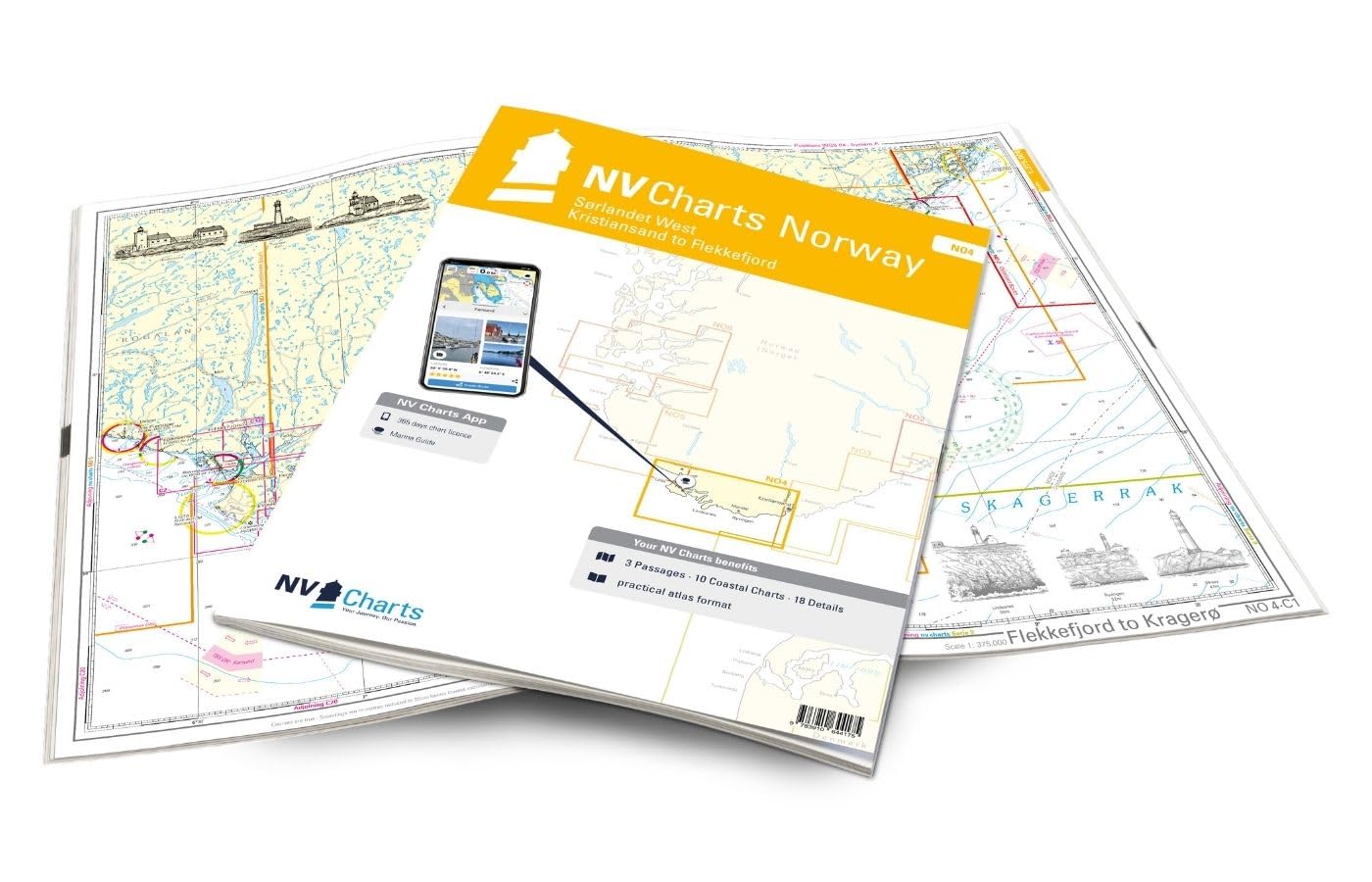 NV Atlas Norway NO 4 Seekarte Norwegen Kristiansand to Flekkefjord mit App Lizenz