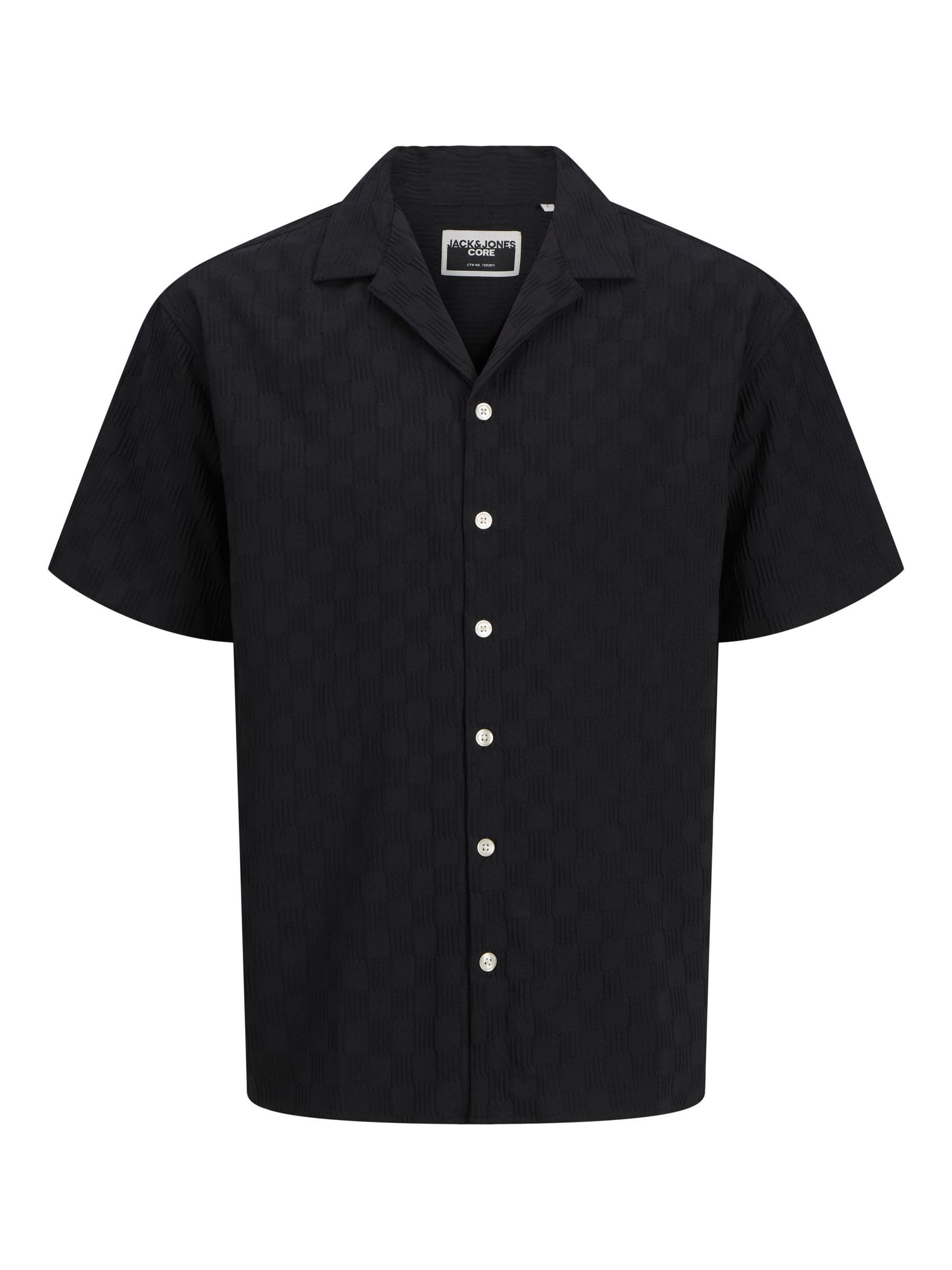 JACK & JONES Men's Jcosago Texture Shirt SS, Black, L