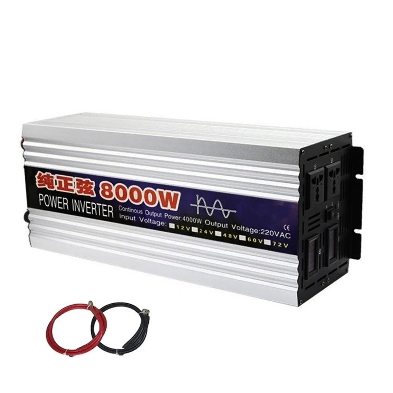 Inversor Onda Sinusoidal Pura 8000 W 6000 W 5000 W Convertidor Voltaje CC 12 V/24 V A CA 220 V 50 Hz/60 Hz Gran Potencia Doble Salida Portátil(12V50HZ,8000W)