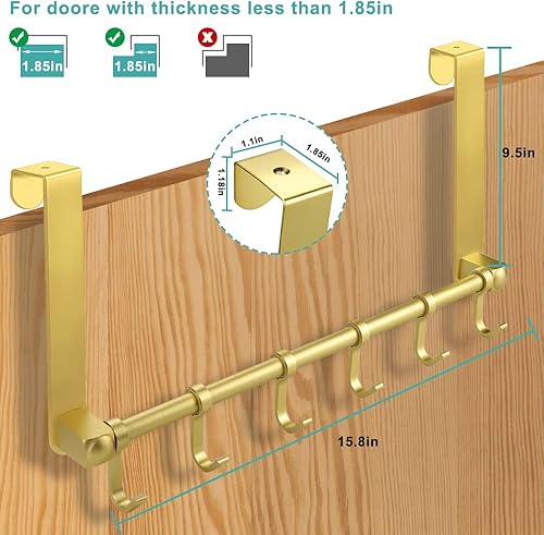 Miniatura 2 de MGahyi Ganchos para colgar sobre la puerta, 6 ganchos móviles, toallero para colgar sobre la puerta, colgador de abrigos de puerta, brazos largos