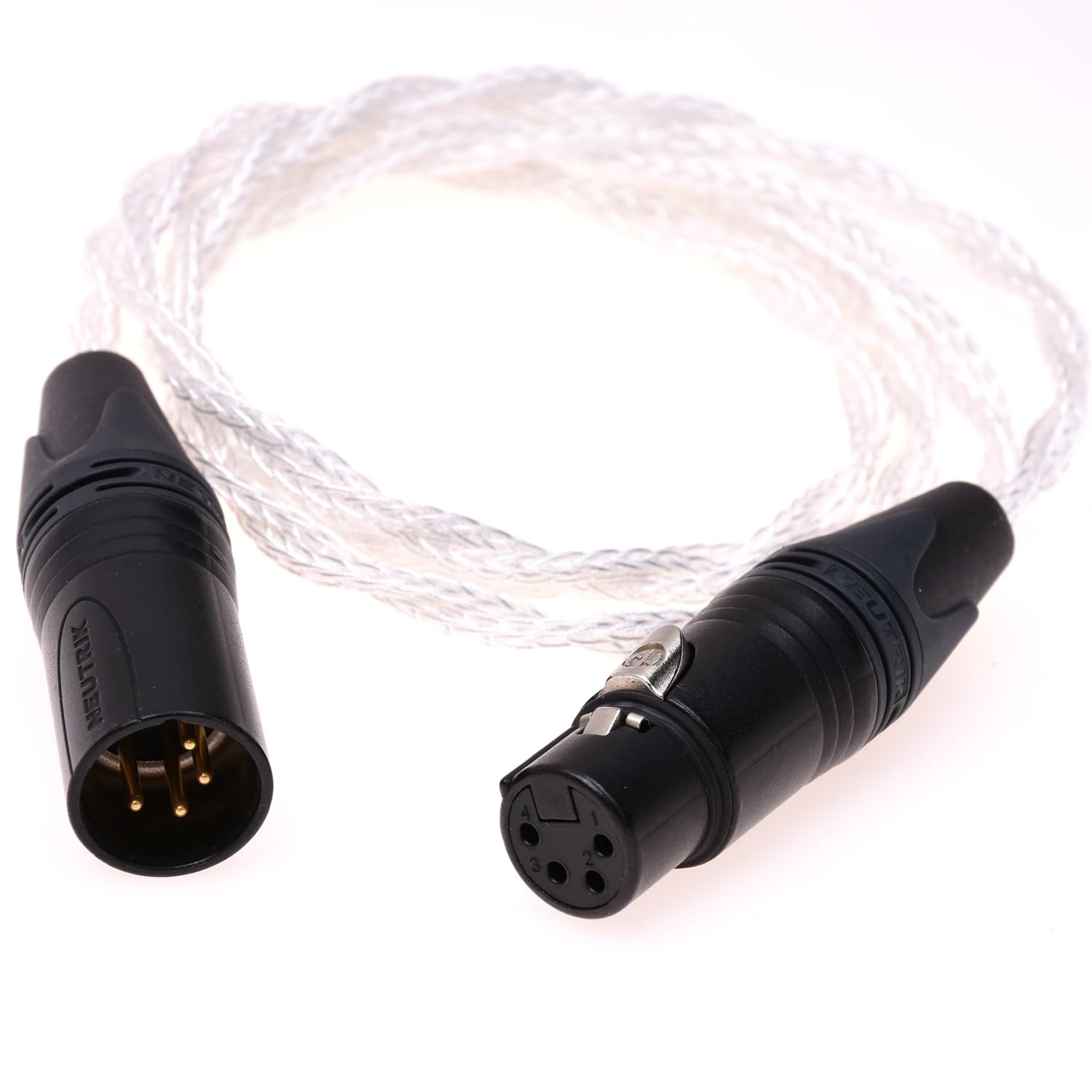 KTKTLCKX 16 Cores Silver Plated Cable 4-Pin XLR Male to Female Balanced Audio Headphone Extension Cable Adapter (2Meter)