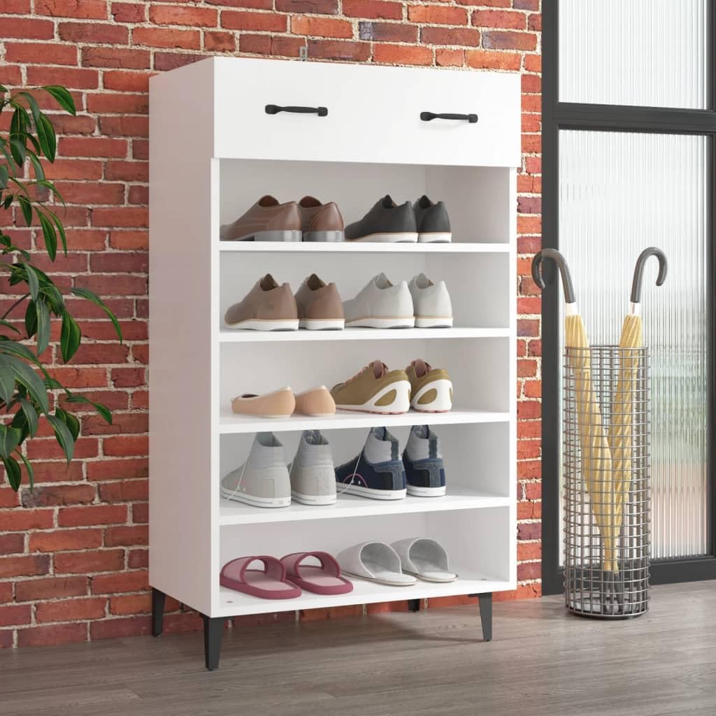 Meuble à chaussures blanc en bois idéal pour optimiser l'espace d'une chambre
