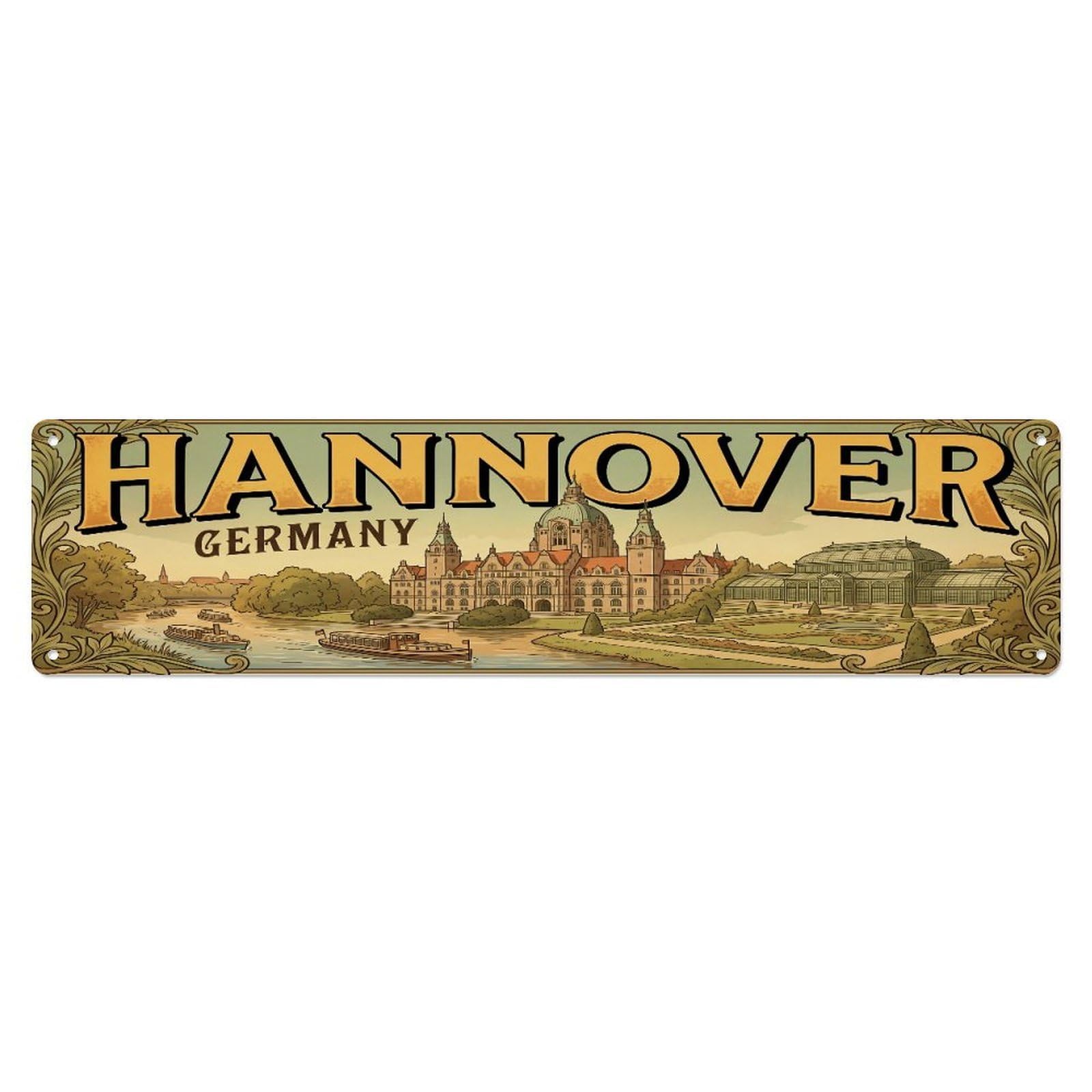 Tgrcjimh Style Metal Tin Sign Vintage Travel Hannover Germany