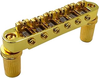JRSHOME Tune-O-Matic Bridge w/Roller Saddles for Epiphone Guitars(Gold)