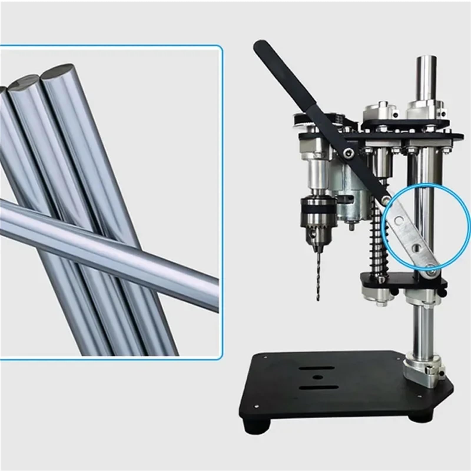Taladro de columna Taladro de banco pequeño for el hogar, minitaladro portátil de escritorio con soporte, CA, precisión, bricolaje, máquina de perforación de velocidad variable(16RE)