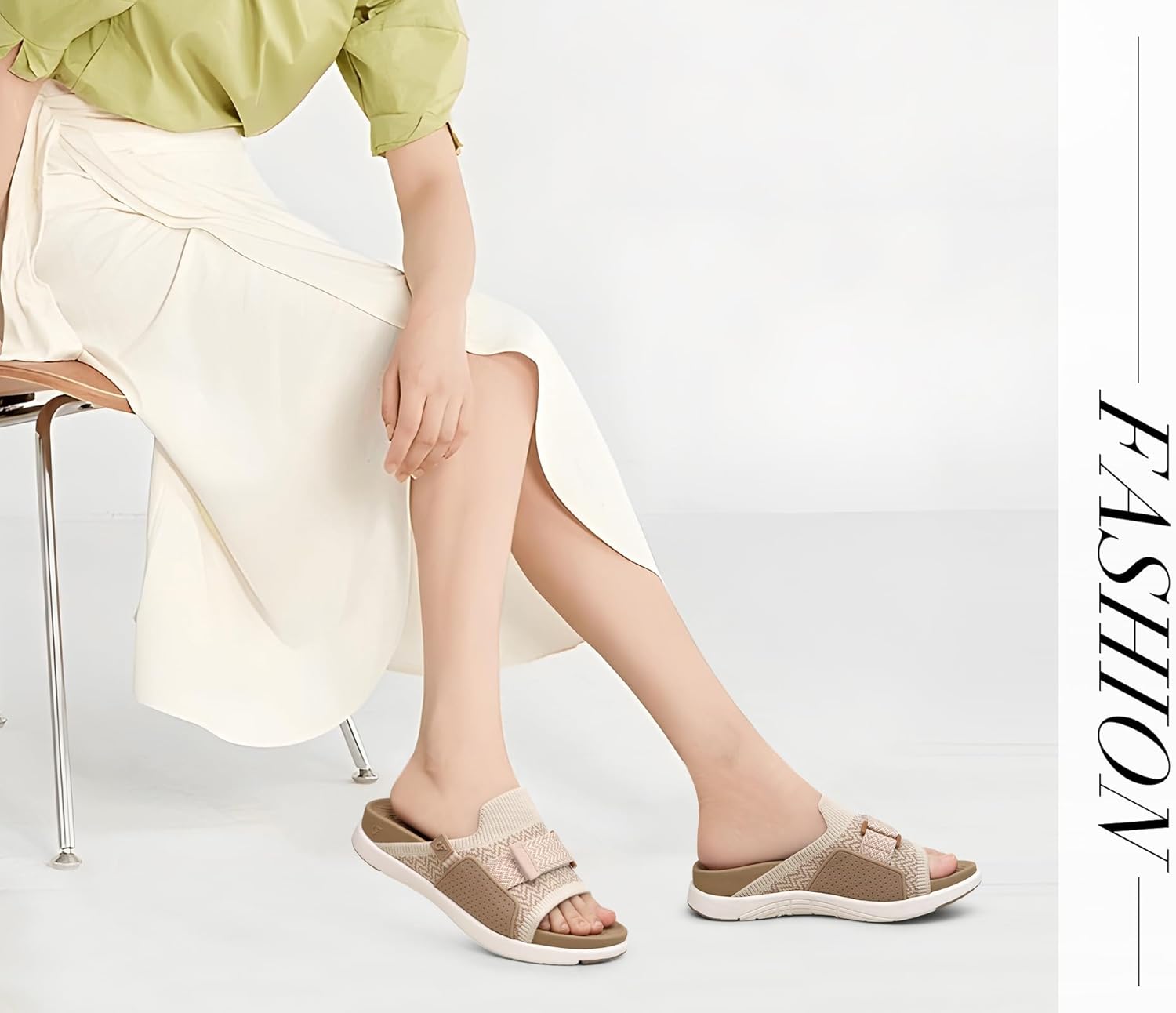 COFACE Women’s Orthotic Sandals Comfortable Plantar Fasciitis Arch Support Sandal Slippers Ladies Fashion Fabric Kint Slides Sandals with Lightweight Athletic Soft Cushion Footbed (US Size 5-11) - Image 2