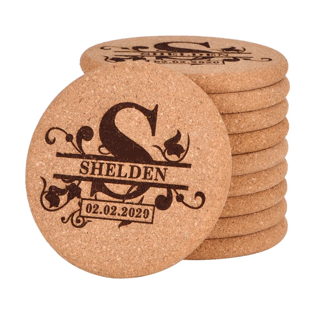 Bulihan S Personalized Cork Coaster For Drink, Custom Engraved Absorbent Heat & Water Resistant Coaster For Cup And Mug (S)