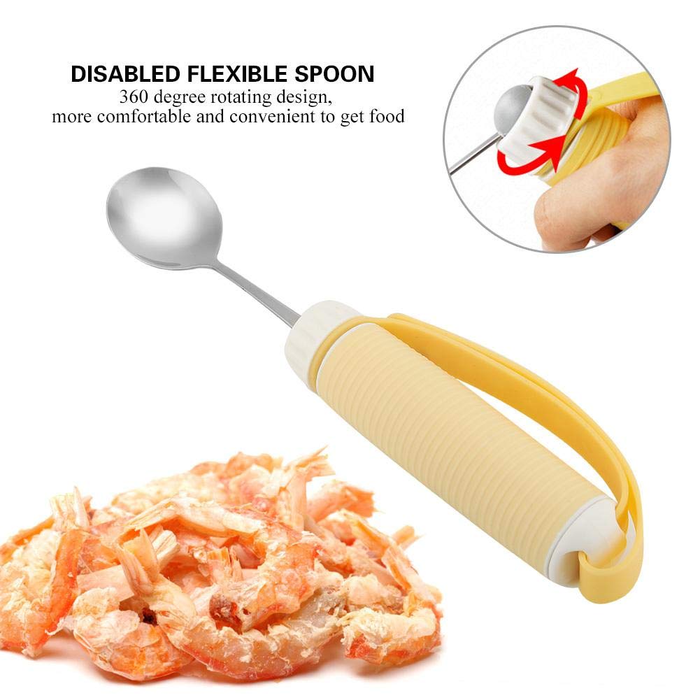 Cuchara para discapacitados Artritis Elder Alimentación Utensilios de Alimentación Extraíble Flexible Giratorio Comer Vajilla Mango Antideslizante (Spoon)