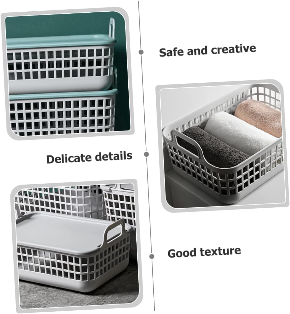 Plastic Laundry Hamper with Lid Lightweight Sturdy Clothes Organizer Basket with Ventilated Hollow Design and Comfortable Handles for Home Bathroom Bedroom Use