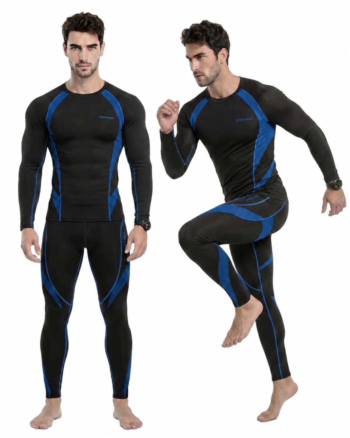 Channo Completo Termico Sportivo Uomo: Intimo in Pile Morbido assorbe Sudore Asciugatura Rapida per Sci Outdoor Inverno