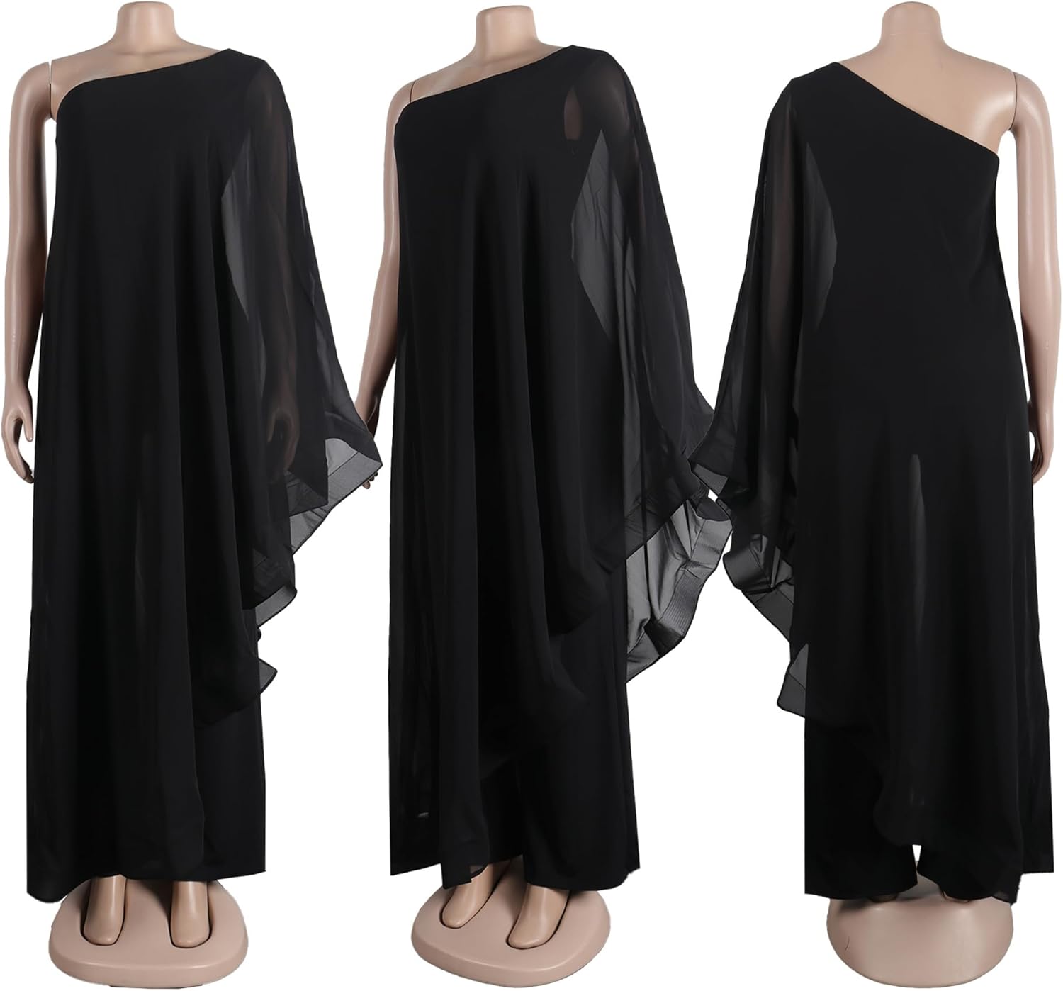 Sexy Jumpsuits for Women One Shoulder Ruffle Patchwork Elastic Wide Leg Long Pants Elegant Jumpsuit Rompers - Image 4