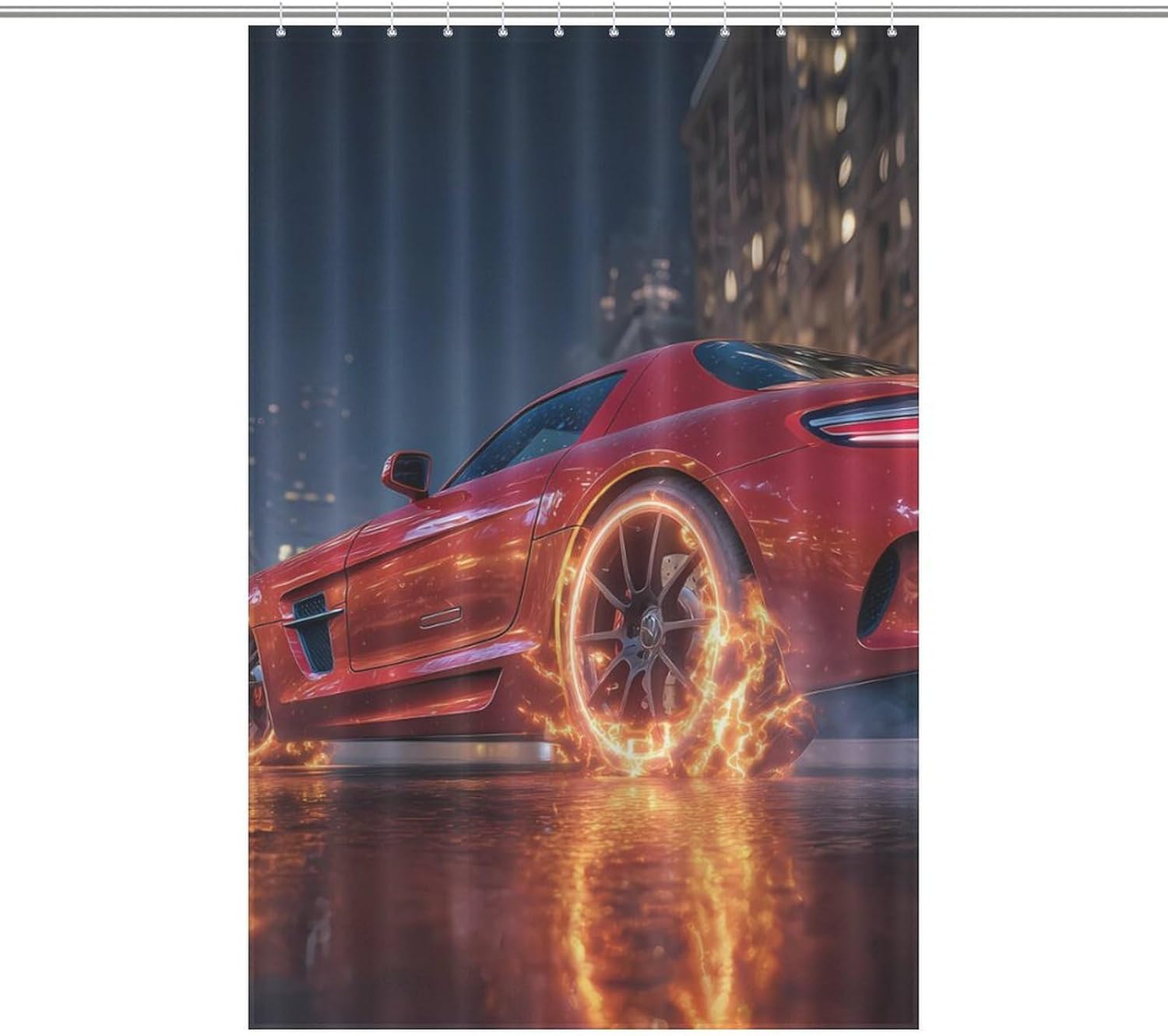 Race Sports Car Shower Curtain 46.85x70.87Inch（119x180cm） Polyester Bath Curtain Shower Curtains Printed Decorative