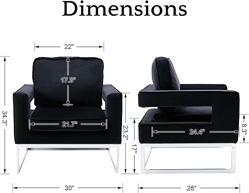 Miniatura 11 de LukeAlon Elegante silla de club con acento de terciopelo, sillón tapizado con patas de metal dorado, moderna silla individual para sofá individual,