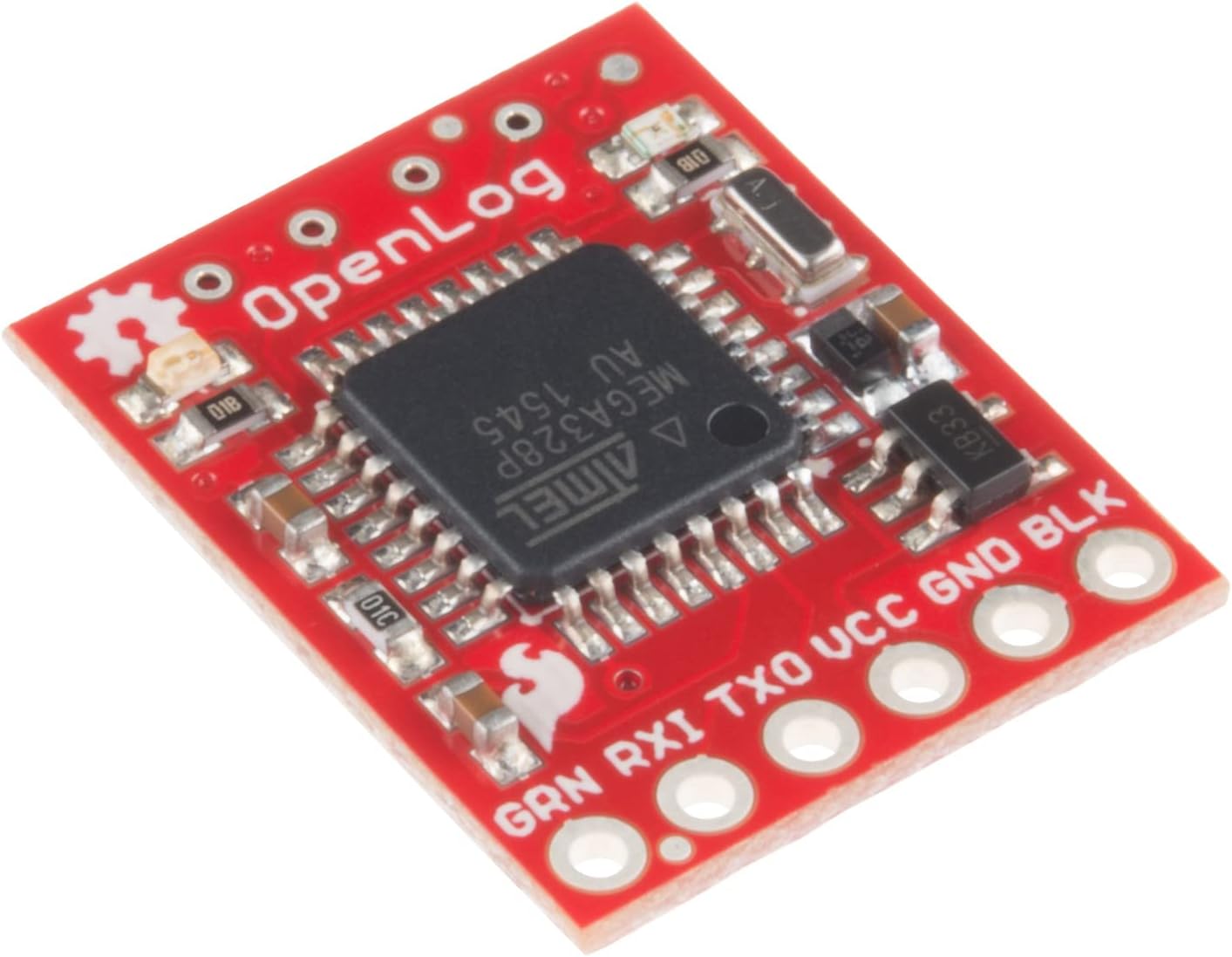 OpenLog Open-source data logger works over a simple serial connection Supports microSD FAT16/32 cards up to 32GB Configurable baud rates up to 115200bps Preprogrammed ATmega328 and bootloader