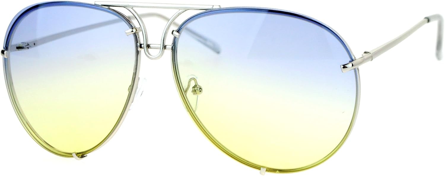 Metal Frame Oversized Round Pilot Sunglasses Spring Hinge Fashion Metal Frame Sunglasses Oversized Round Aviator  main image 3