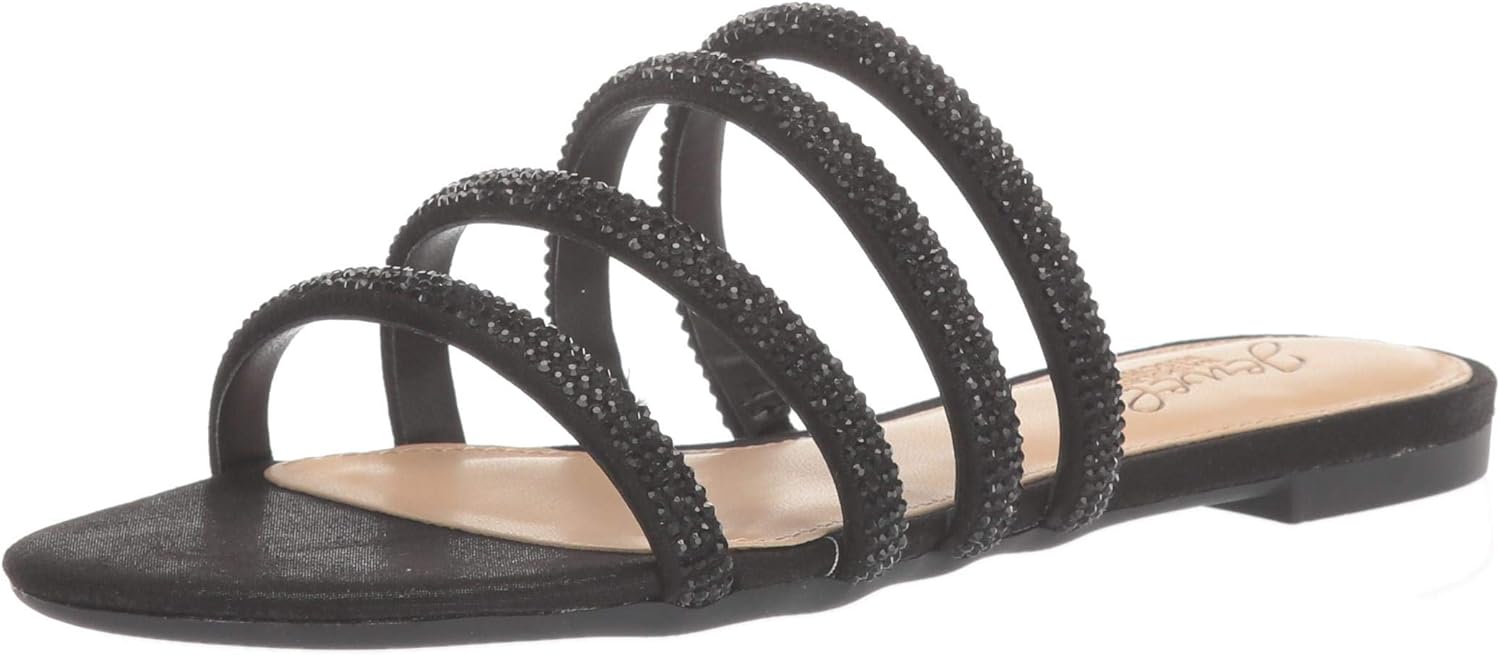 Jewel Badgley Mischka Women's Nigella Sandal, Black Microsuede, 6.5 M US