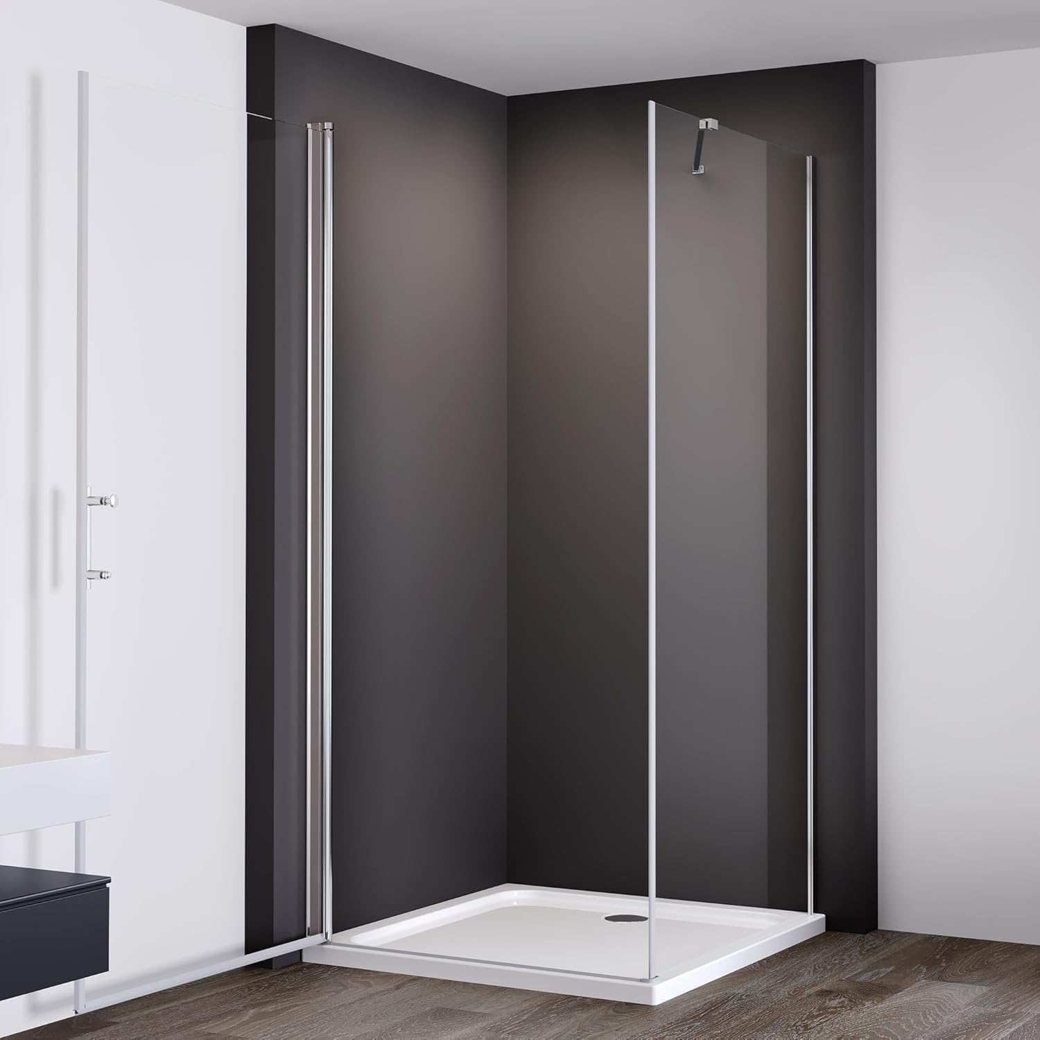 IMPTS Duschwanne 80x90 cm,Duschtasse aus langlebigem Sanitäracryl Duschtasse aus Sanitäracryl in Weiß rechteckig extra Flach kratz- & rutschfest, inkl. Ablaufgarnitur