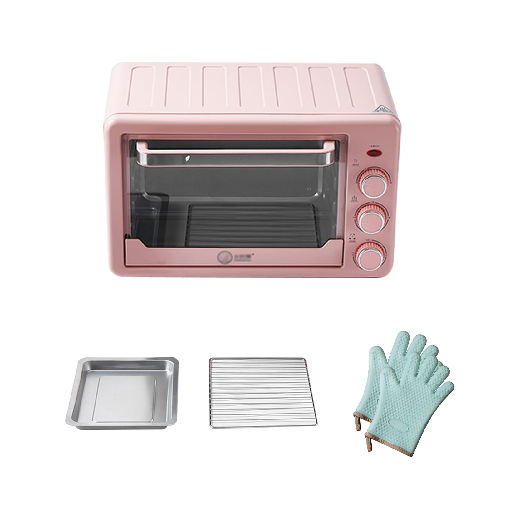 Fornetto Elettrico 22L,regolazione meccanica della manopola,controllo preciso della temperatura da 100℃ a 250℃,timer da 60 minuti,1500w,vassoio da forno incluso,rastrelliera,guanti speciali