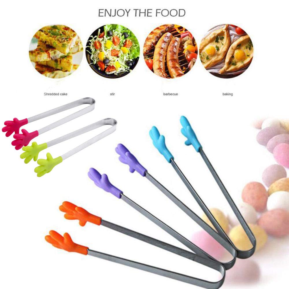 Mini pinza da 5 pezzi, pinze per alimenti in silicone a forma di mano, pinze per bambini da 5 pollici per cubi di zucchero pinze da cucina perfette per i bambini  15
