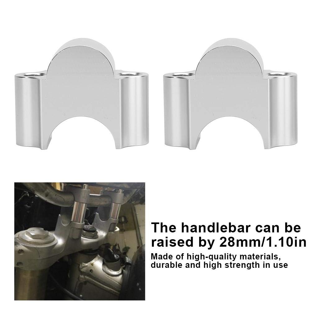 Qiilu 7/8in Alluminio Moto Manubrio Riser, Manubrio Riser Mount Clamp 28 MM Adattatore di altezza per Moto ATV (argento)