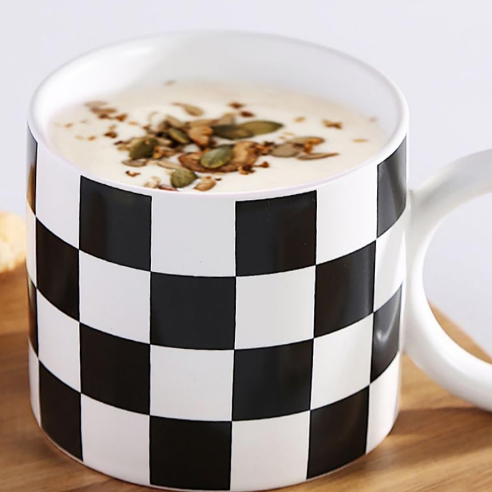 Taza de desayuno de avena simple de 350 ml, taza de cerámica de oreja grande, azul, 401-500 ml