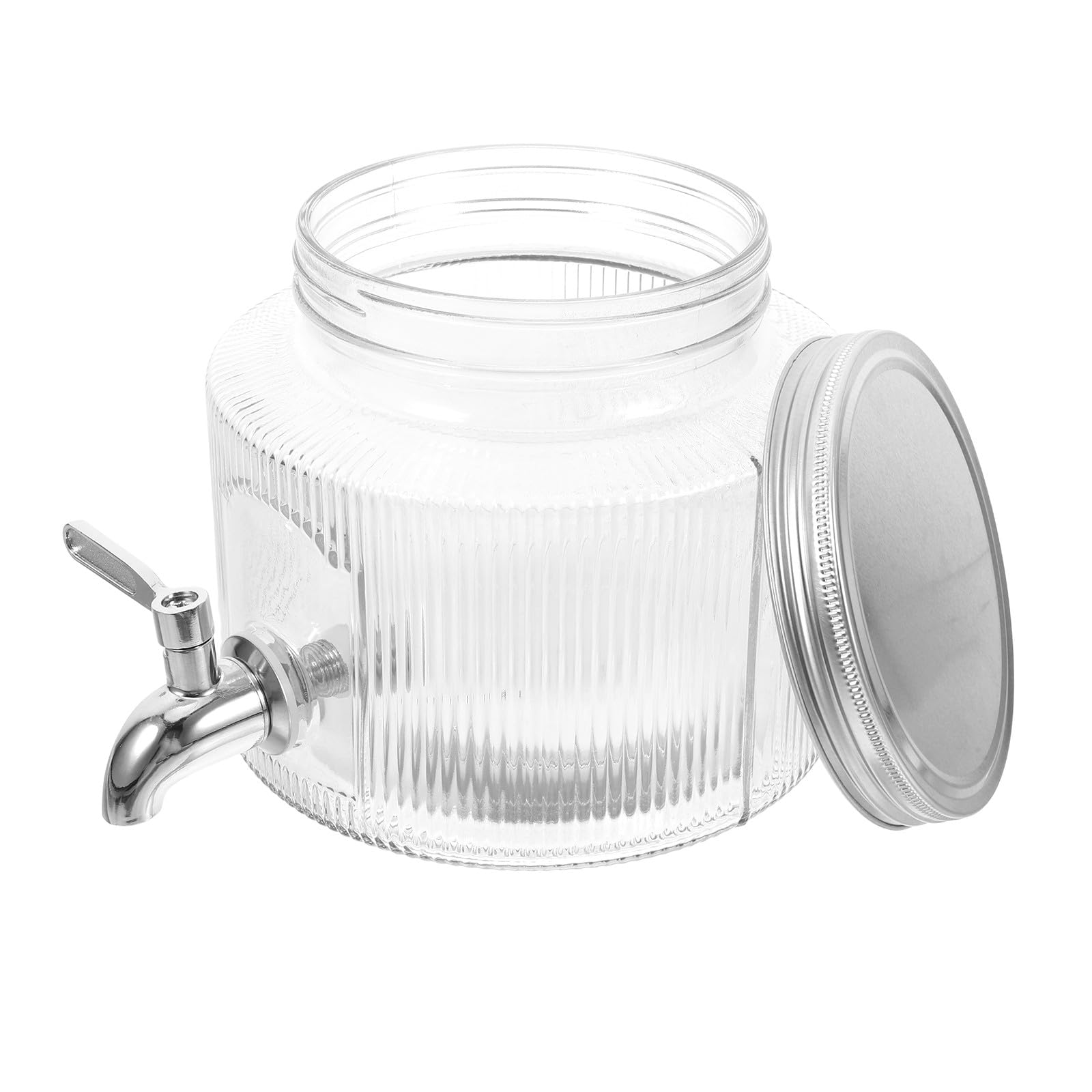 Glas Wasserspender mit Zapfhahn 2, 8l aus Glas und Edelstahl | Glasbehälter mit Hahn für Kühlschrank, Vielseitig Einsetzbar für Saft, Eistee und Limonade, für Party und Zuhause