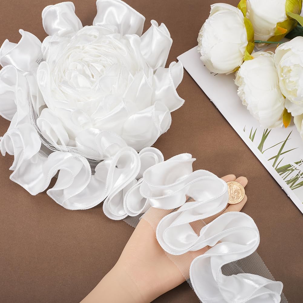 GORGECRAFT Ruban En Dentelle Plissée à 3 Couches En Mousseline De Soie Noire De 10,2 Cm De Large Pour Couture, Vêtements, Rideaux, Robes, Travaux Manuels